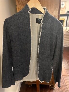 Pas De Calais Navy Open-Front Tweed Blazer
